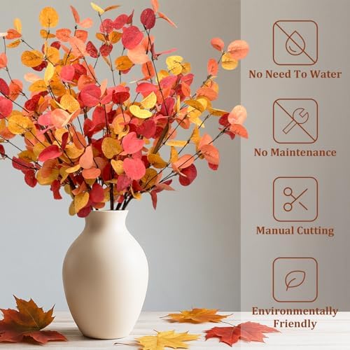 Fall Decor Artificial Eucalyptus Stems 6PCS Farmhouse Decor