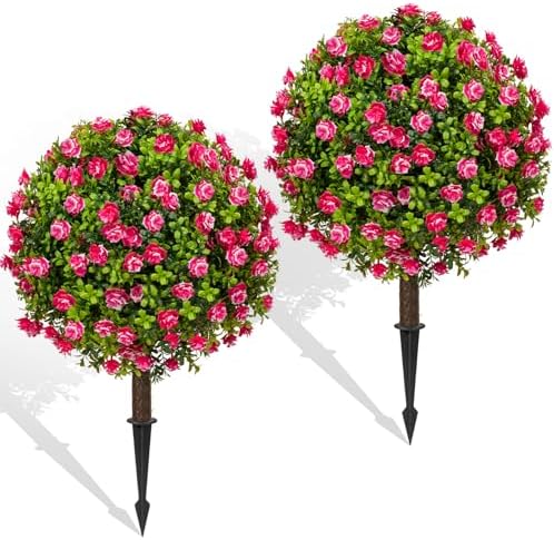 Artificial Topiary Ball with Ground Spike Set of 2 1