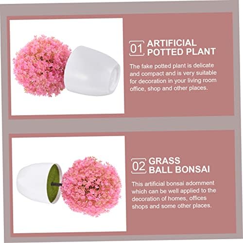 2Pcs Artificial Topiary Ball Plant Decor for Home Office