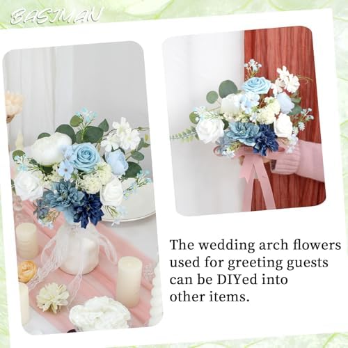 2pcs Baby Blue Wedding Arch Flowers with Cable Ties
