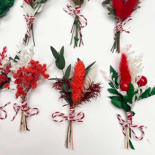DULRLLY 10pcs Mini Dried Flower Bouquet Christmas Style A