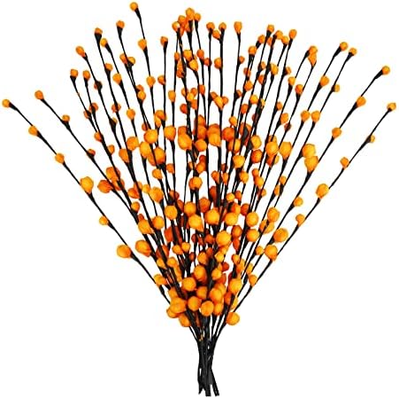 30Pcs Artificial Orange Berry Stems for Fall Decor