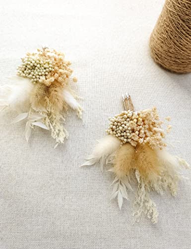 Dried Flowers Boutonnieres Set of 2 Boho Wedding Groom Accessories