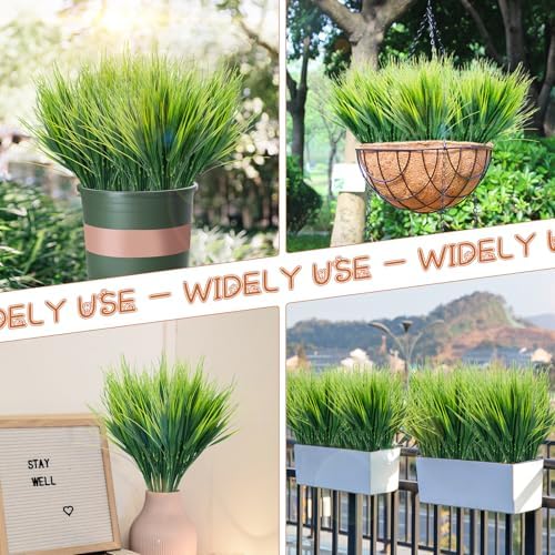 36 Bundles Artificial Wheat Grass UV Resistant Fake Plants for Garden