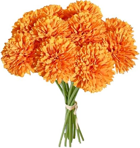 Mandys Orange Artificial Chrysanthemum 12 Stem Set
