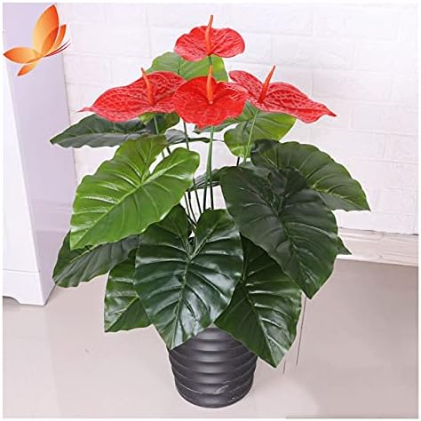 Artificial Auspicious Anthurium Plant 295 Inch Fake Potted Plants with 18 Leaves