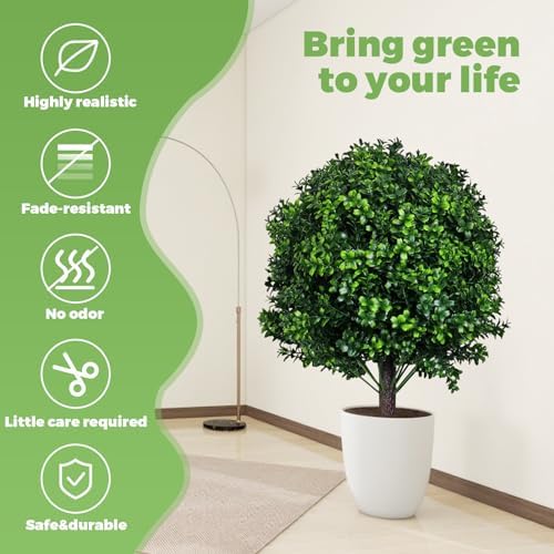Artificial Boxwood Topiary Ball Trees 2 Set UV Resistant