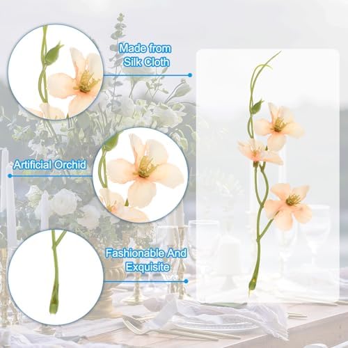 PATIKIL 12Pcs Artificial Orchid Flowers Floating Candle Centerpieces Champagne