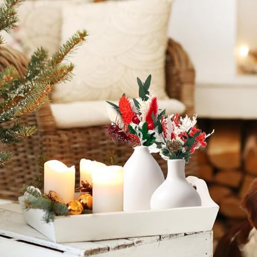 DULRLLY 10pcs Mini Dried Flower Bouquet Christmas Style A