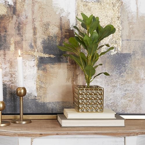 Deco 79 Artificial Bay Laurel Plant with Gold Porcelain Pot