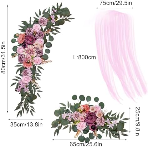 Artificial Wedding Arch Flowers Kit with Draping Fabric