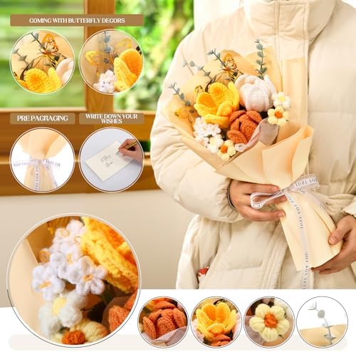 Handmade Crochet Flower Bouquet Yellow