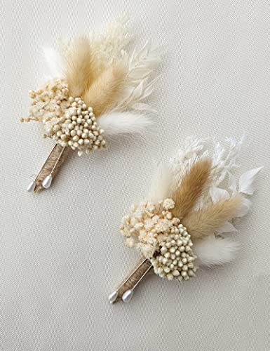 Dried Flowers Boutonnieres Set of 2 Boho Wedding Groom Accessories