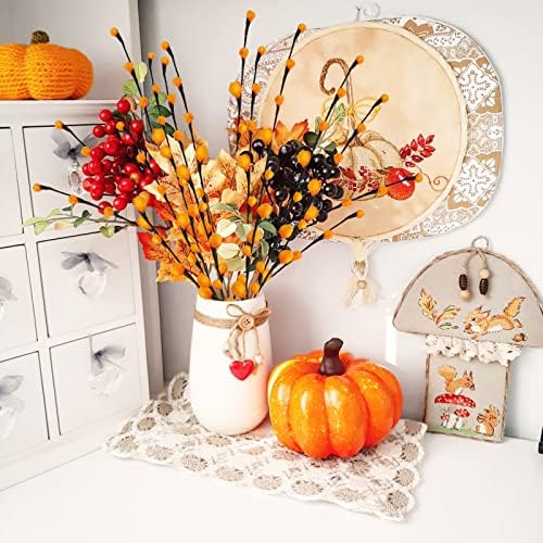 30Pcs Artificial Orange Berry Stems for Fall Decor