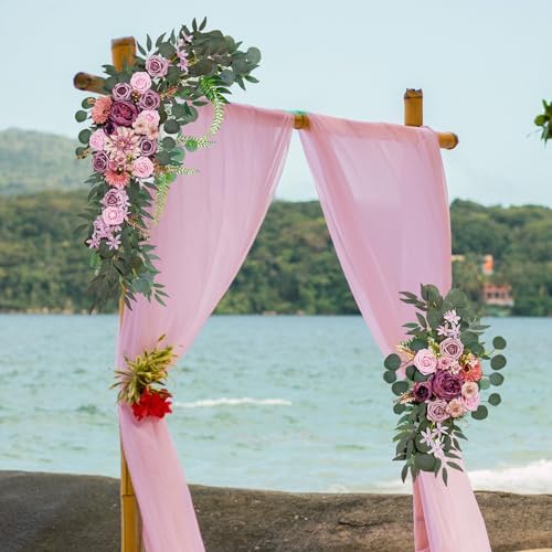 Artificial Wedding Arch Flowers Kit with Draping Fabric