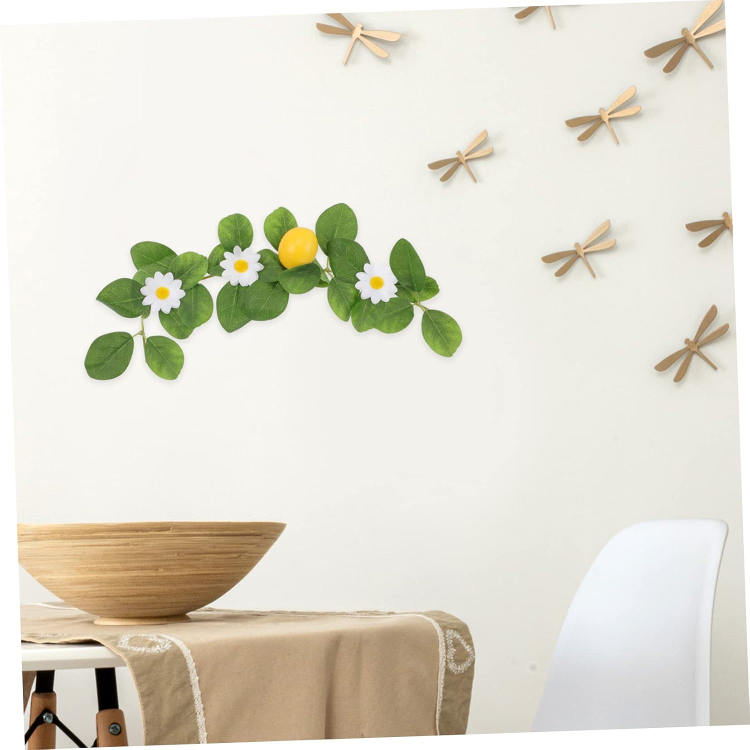 2pcs Artificial Lemon Garland with Dried Slices and Green Leaves