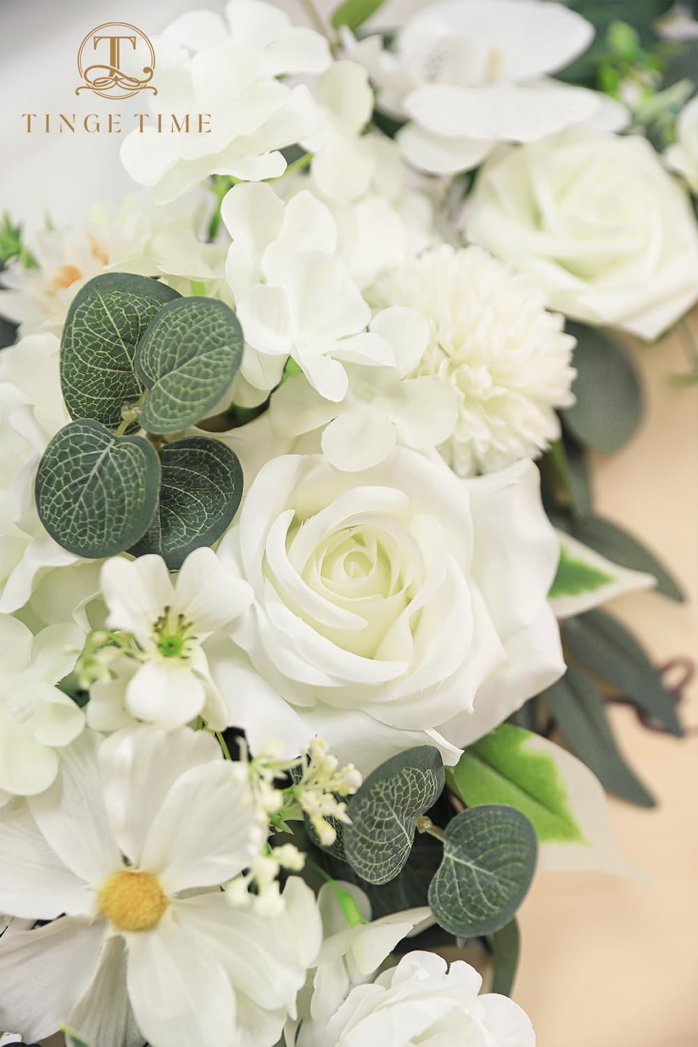 TINGE TIME Artificial Floral Swag Set of 2 Ivory White