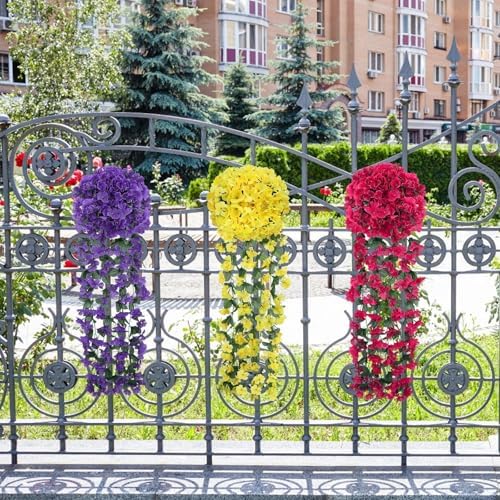 3 PCS Artificial Hanging Plants for Outdoor Decor