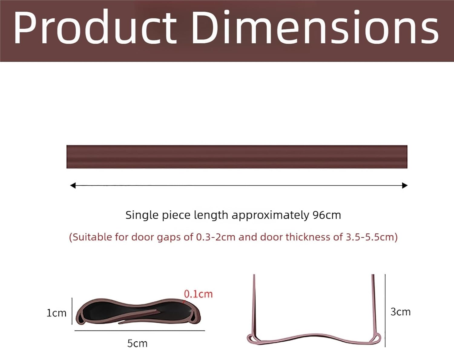PVC Weather Stripping Door Seal Windproof Soundproof 38 Inches Brown