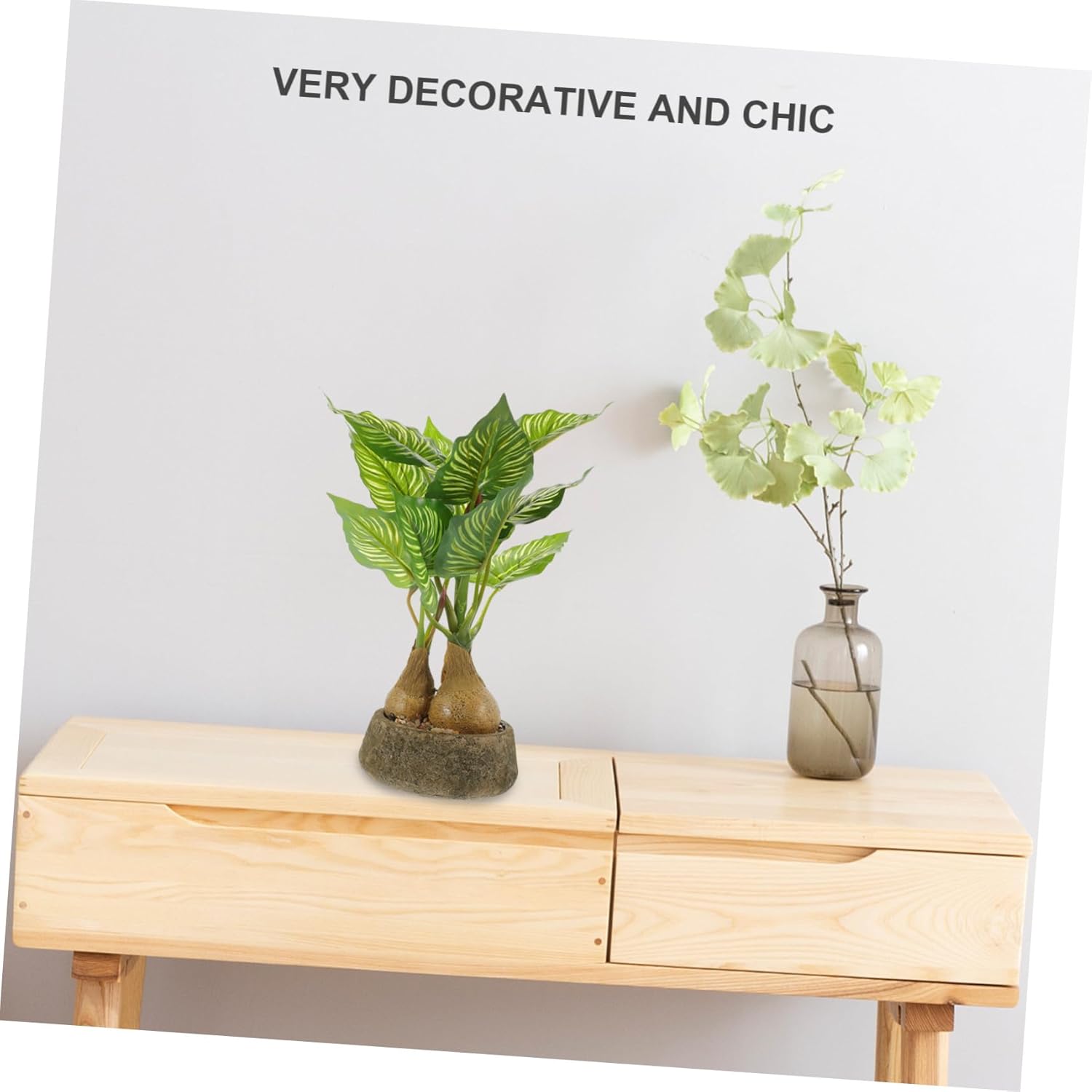Lifelike Ivy Monstera Faux Plant in Pot Decor