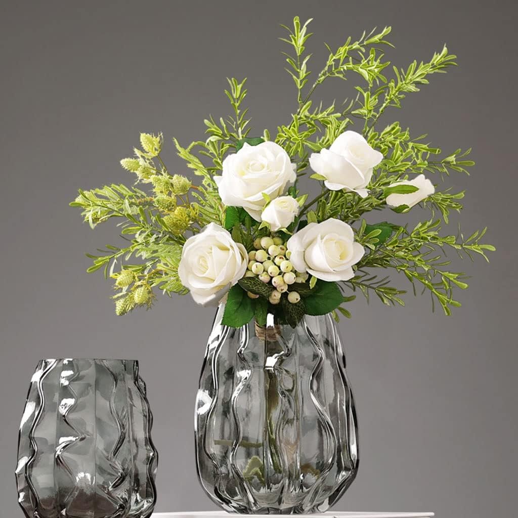 Artificial Flowers in Glass Vase with Silk