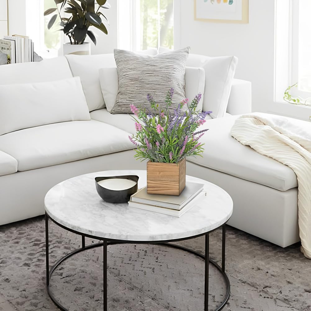 DILATATA Artificial Lavender Flowers in Wooden Pot