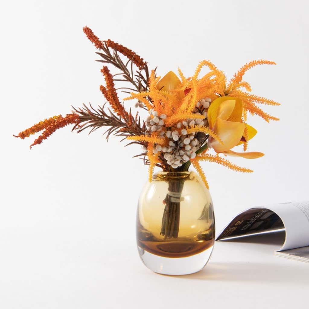 LMJYU Artificial Flowers in Glass Vase Autumn Wedding Christmas Decor