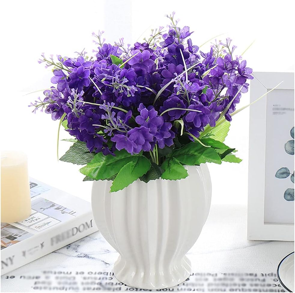 Artificial Hydrangea Flower Bouquet with Ceramic Vase