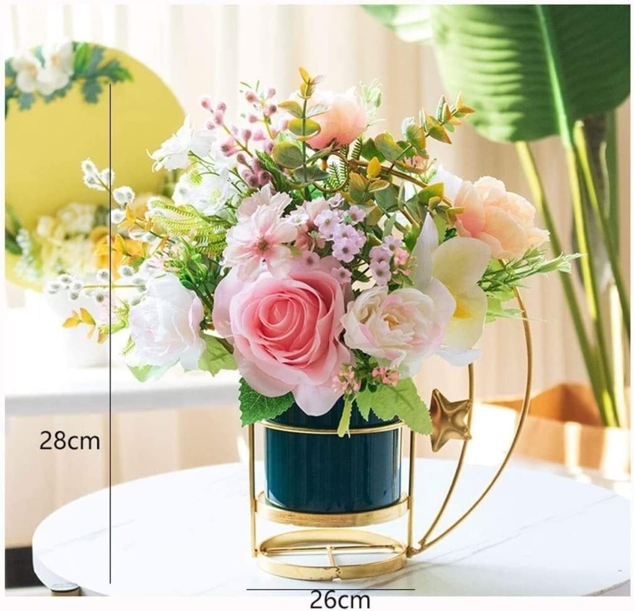 Artificial Flowers in Ceramic Vase for Home Wedding Decor