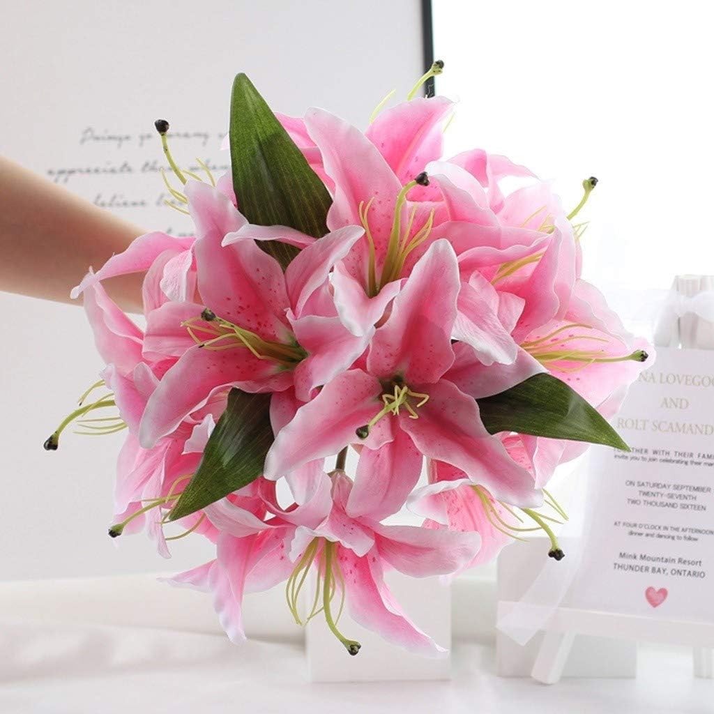Artificial Lily Bouquet with Vase for Home Decor