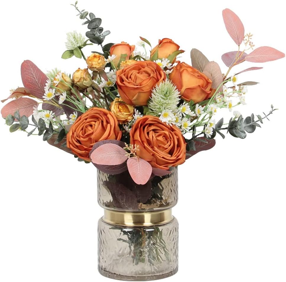 Artificial Silk Flowers with Vase for Home Decor