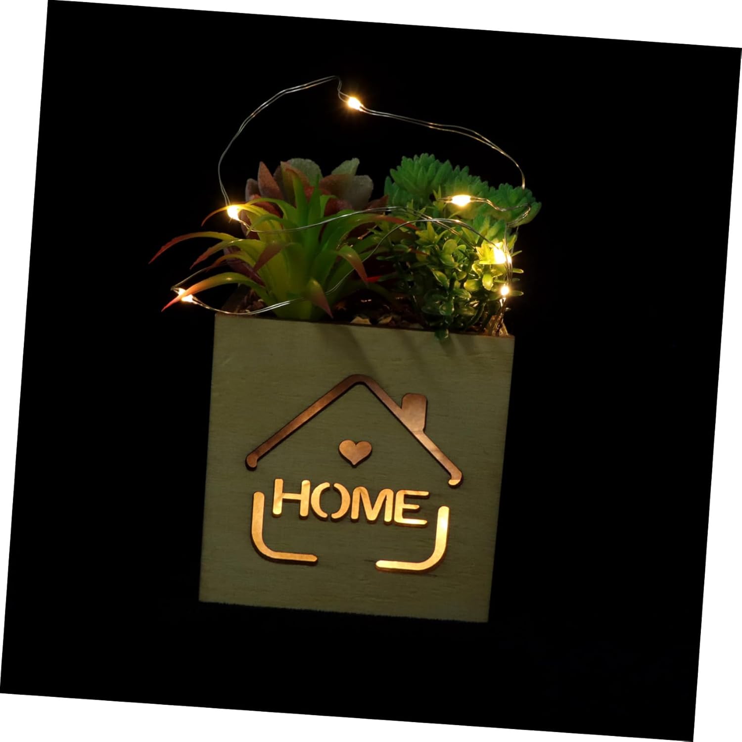 Red Wooden Box Potted Plant Decor