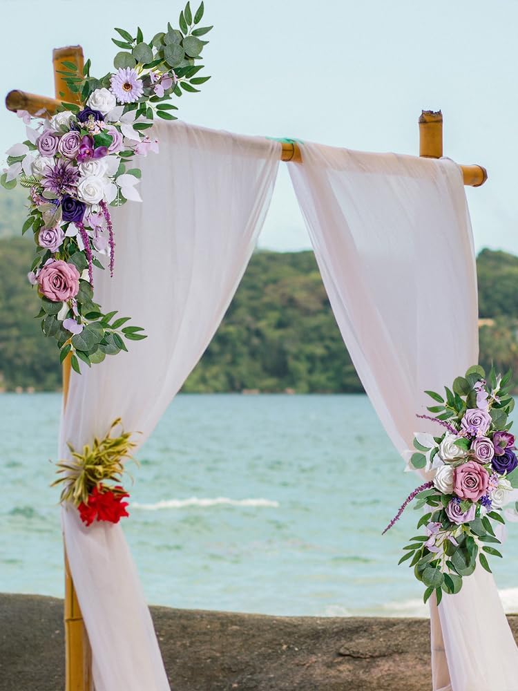 Artificial Wedding Arch Flowers Kit with Draping Fabric