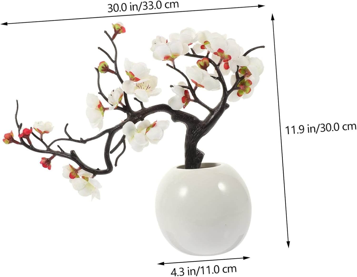 Artificial Plum Potted Plant 33X30CM White