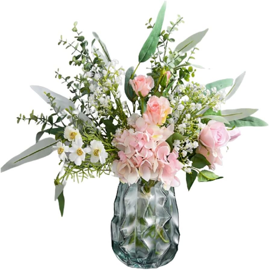 Artificial Flowers in Vase with Grass Vase Decor Set