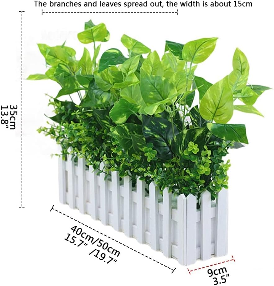 Artificial Potted Plants in Rectangular Wooden Planter Box