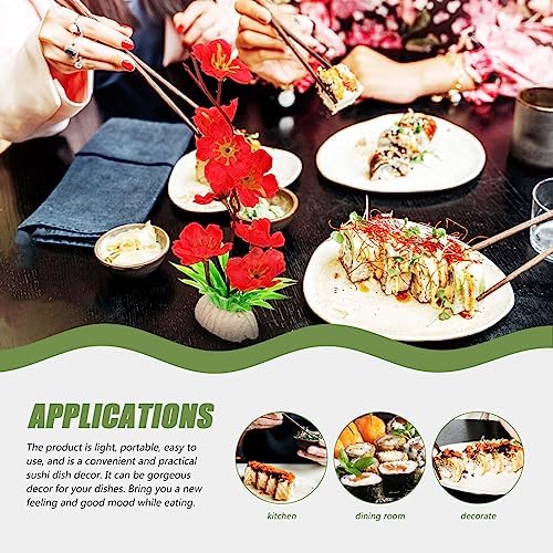 HOMSFOU 2Pcs Artificial Flower Sushi Plate Decoration