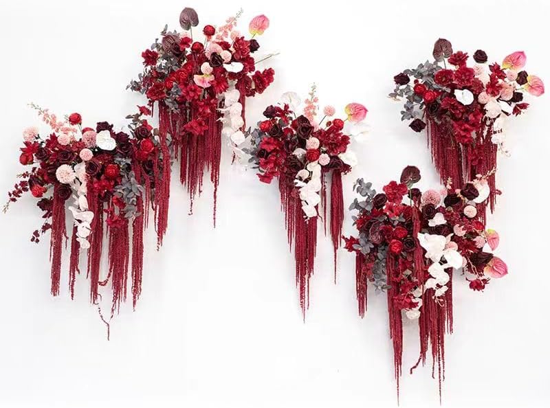 5 Piece Amaranthus Flower Dried Hanging Wedding Decor Red