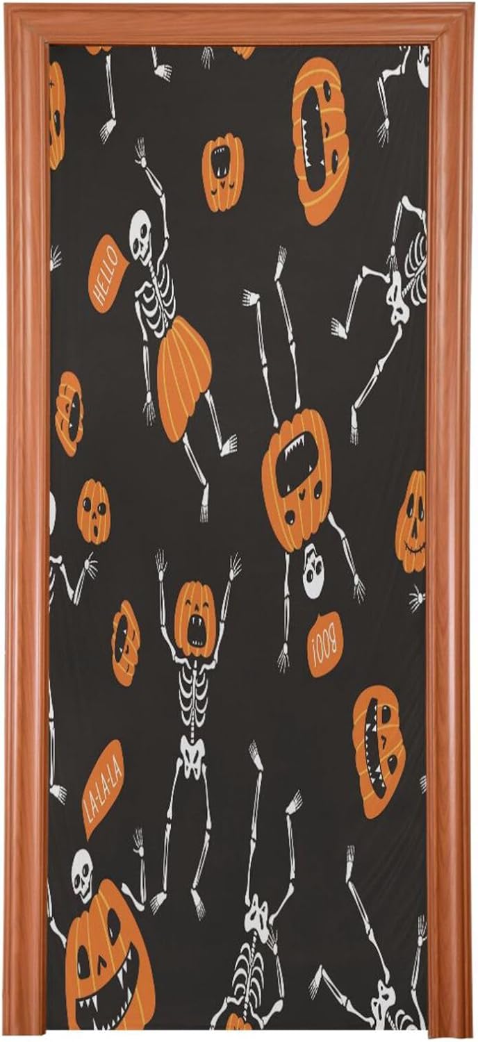Susiyo Halloween Skeletons Pumpkins Door Cover 32x79 Inch