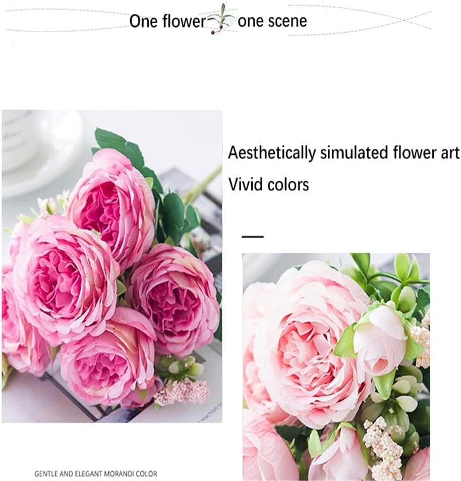 White Roses Artificial Flowers Silk Peonies Wedding Decorative Vase