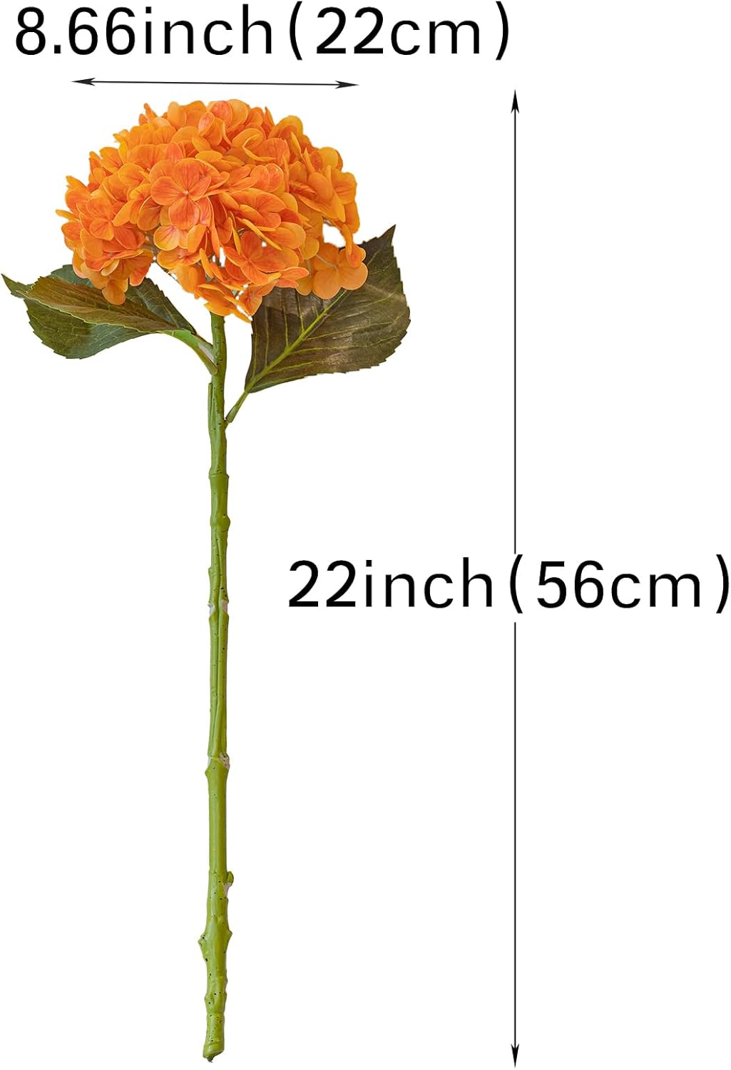 3PCS 22 Inch Realistic Artificial Hydrangeas Orange