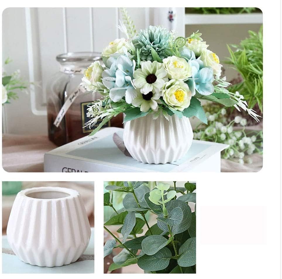 Artificial Flowers with Ceramic Vase Fake Silk Bouquet