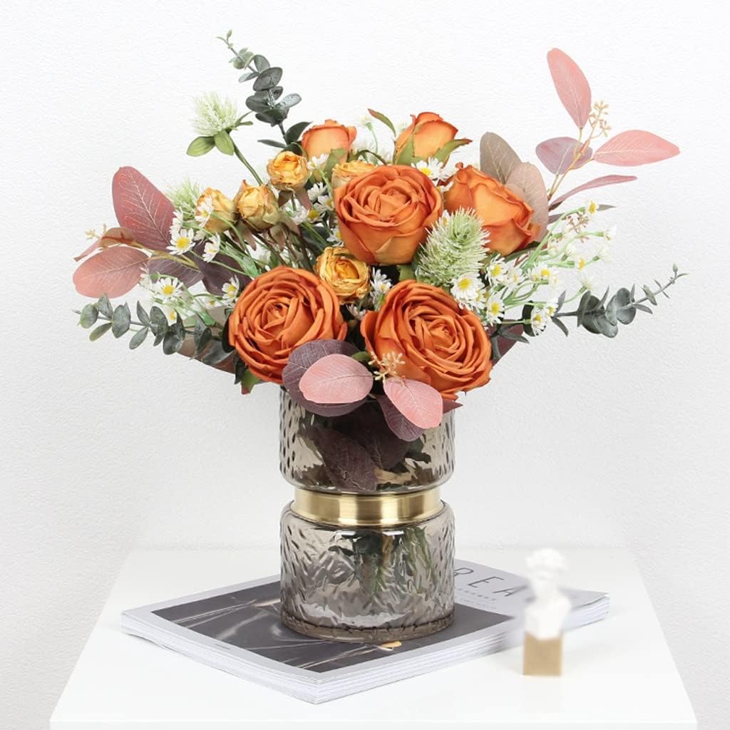 Artificial Silk Flowers with Vase for Home Decor