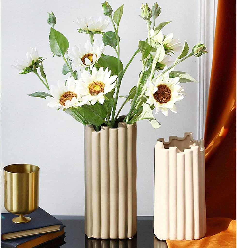 Retro Rose Artificial Flowers Ceramic Vase Decoration