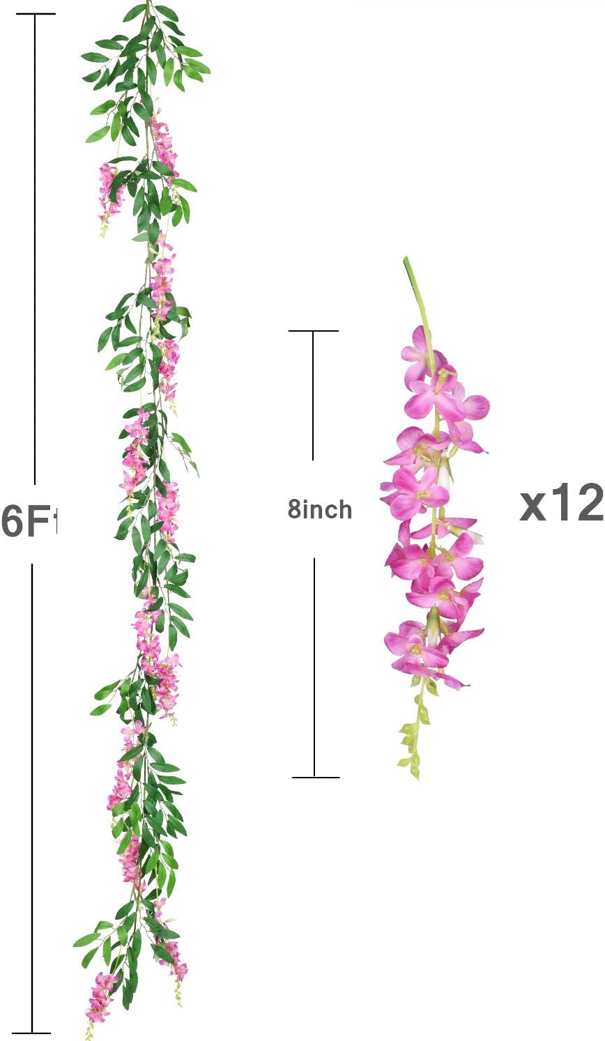 DearHouse 2Pcs 6Ft Artificial Wisteria Garland