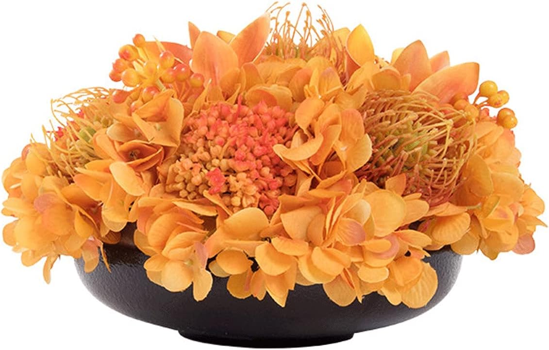 Orange Artificial Bonsai with Black Vase Farmhouse Decor
