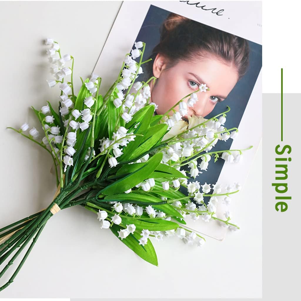 Artificial Lily of the Valley in Glass Vase Decor