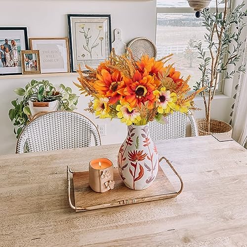 6 Bundle Artificial Fall Flowers Silk Sunflowers Bouquet