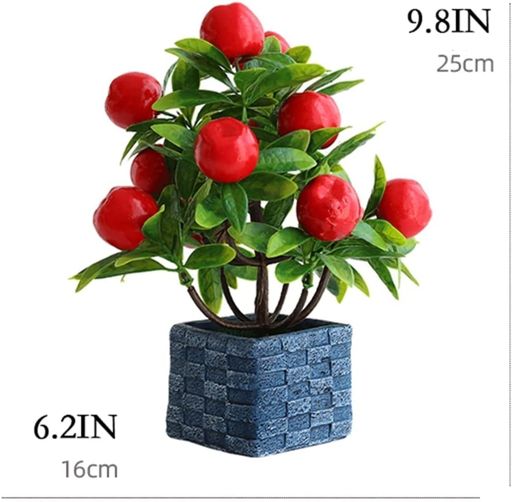Lifelike Fake Pomegranate Mango Apple Tree Artificial Potted Plant for Home Office