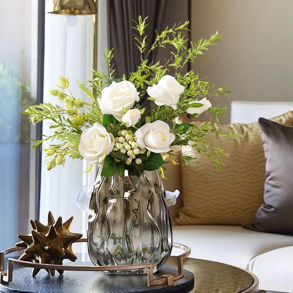 Artificial Flowers in Glass Vase with Silk